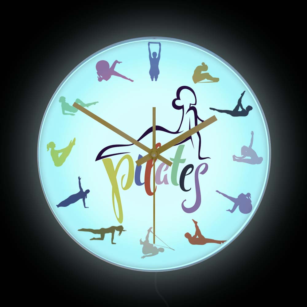 Pilates Yoga Room - Pilates Pose Colorful Print Wall Clock