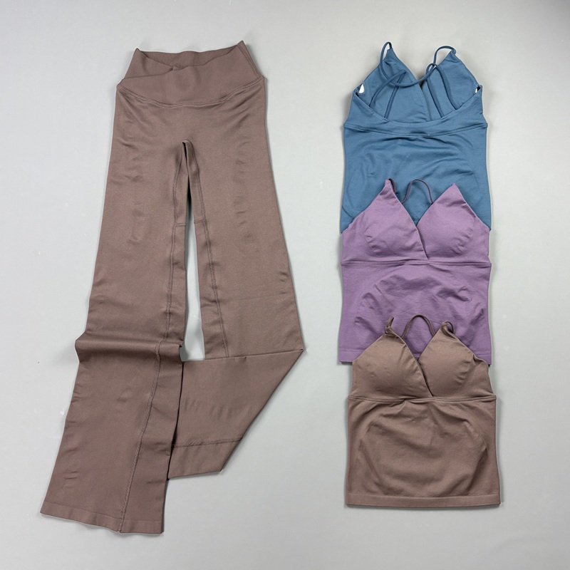 Pilates Yoga Wrap Top - 2Pcs Women Seamless Yoga Workout Sets