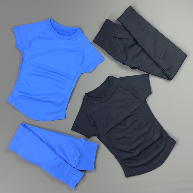 2Piece Gym Set Women Raglan Sh - Pilates Yoga Wrap Top ulasan dan harga