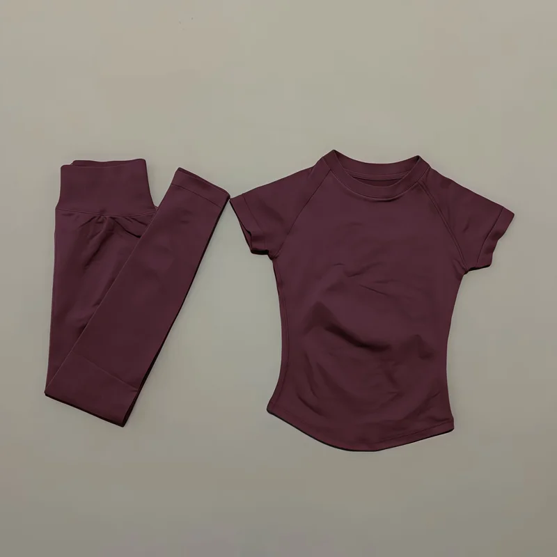 2Piece Gym Set Women Raglan Sh - Pilates Yoga Wrap Top ulasan dan harga