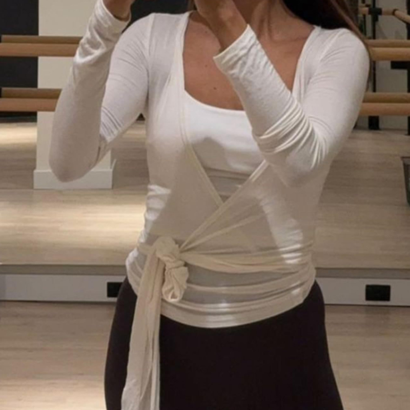 Women Sexy Wrap Crop Tops Shir - Pilates Yoga Wrap Top ulasan dan harga
