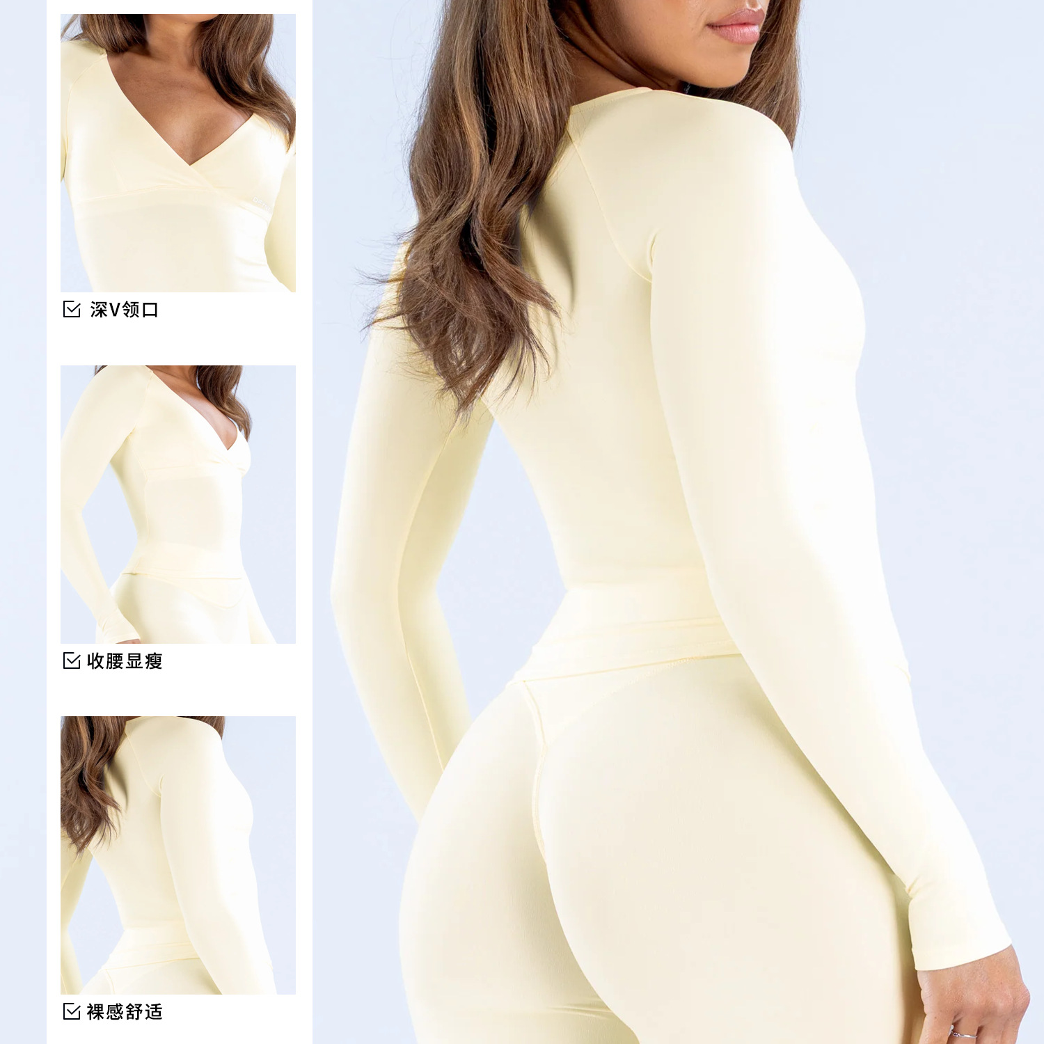 Nude-skin-friendly V-neck spor - Pilates Yoga Wrap Top ulasan dan harga