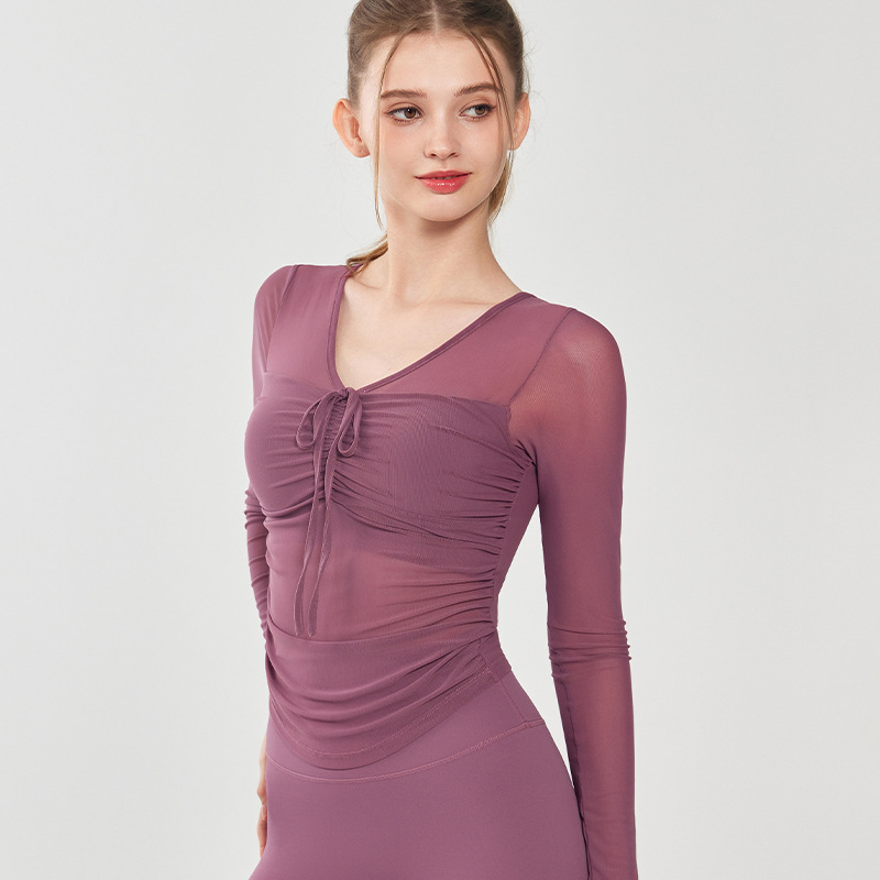 Sexy mesh high-end yoga suit l - Pilates Yoga Wrap Top ulasan dan harga