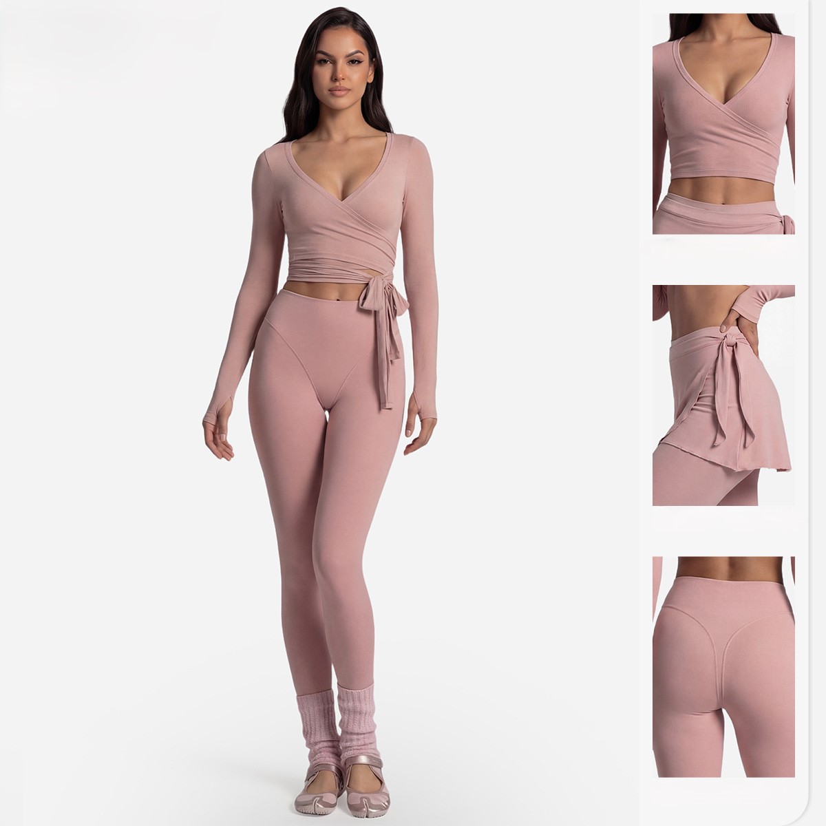 Long Sleeve Yoga Top Cross Fro - Pilates Yoga Wrap Top ulasan dan harga