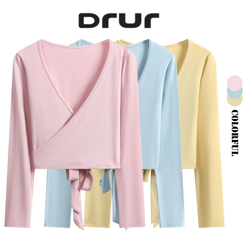 DRUR Long Sleeve Wrap Yoga Top - Pilates Yoga Wrap Top ulasan dan harga