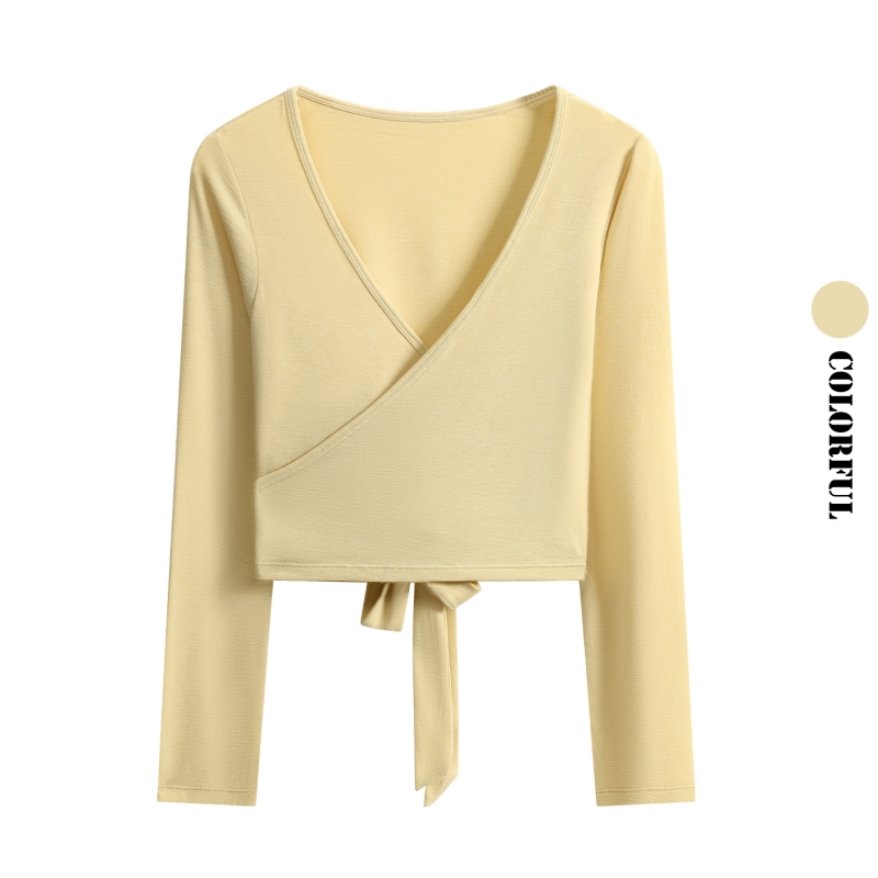 DRUR Long Sleeve Wrap Yoga Top - Pilates Yoga Wrap Top ulasan dan harga