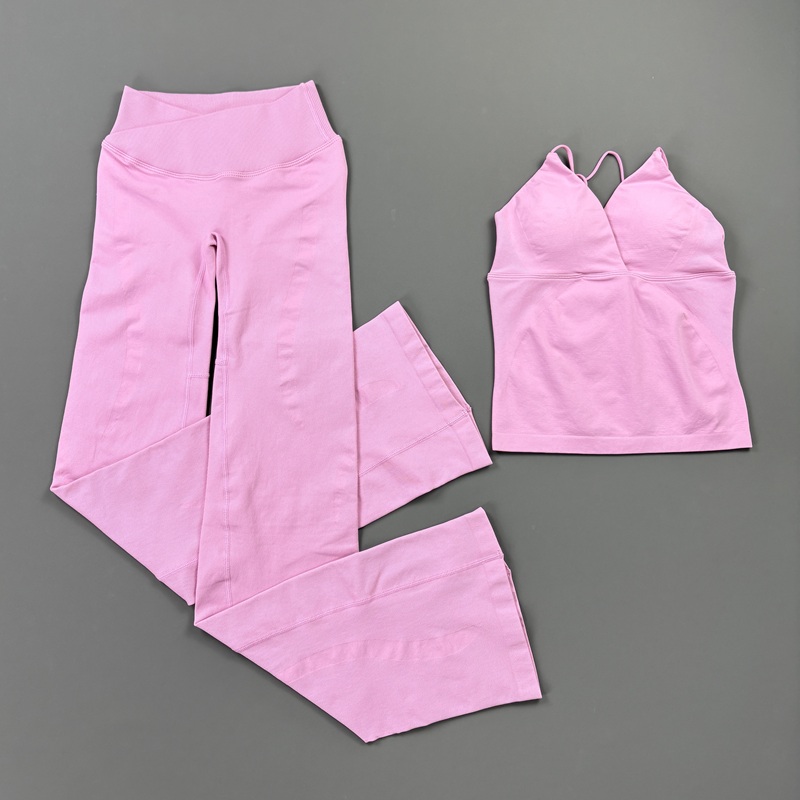 2Pcs Women Seamless Yoga Worko - Pilates Yoga Wrap Top ulasan dan harga